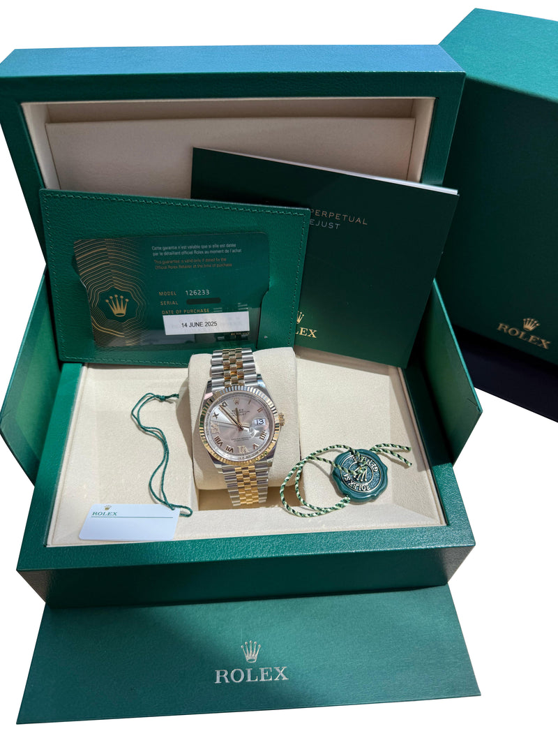Rolex Datejust 36 Silver Roman 6-9 Diamond Dial Gold Steel Jubilee Watch 126233