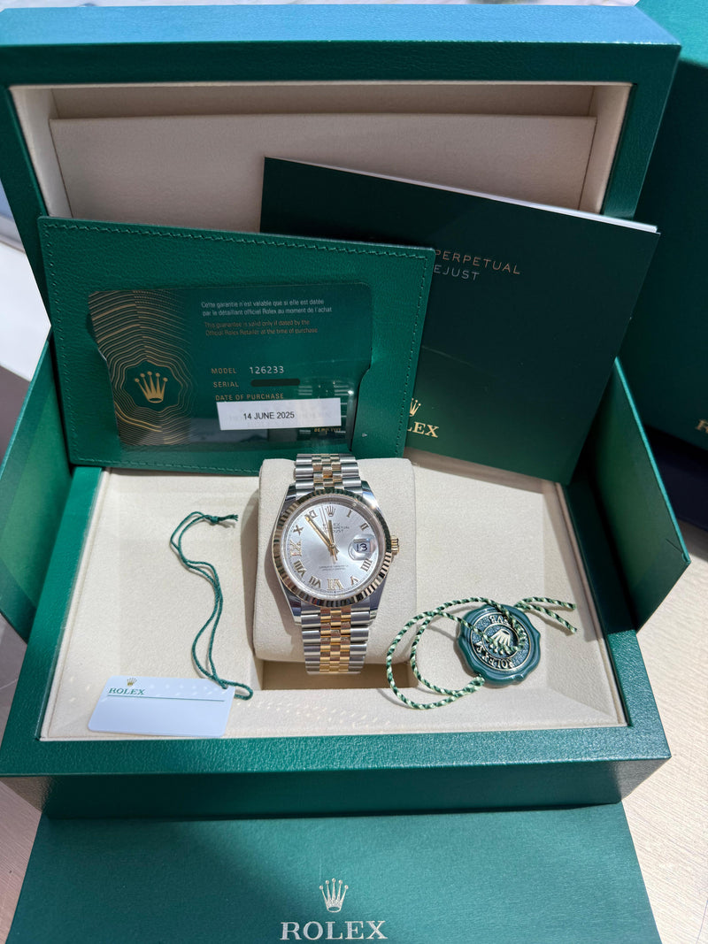 Rolex Datejust 36 Silver Roman 6-9 Diamond Dial Gold Steel Jubilee Watch 126233
