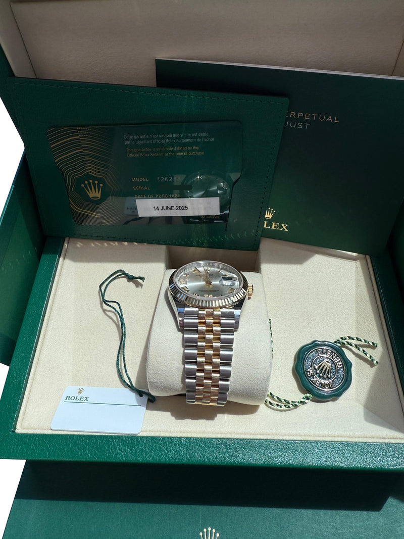 Rolex Datejust 36 Silver Roman 6-9 Diamond Dial Gold Steel Jubilee Watch 126233