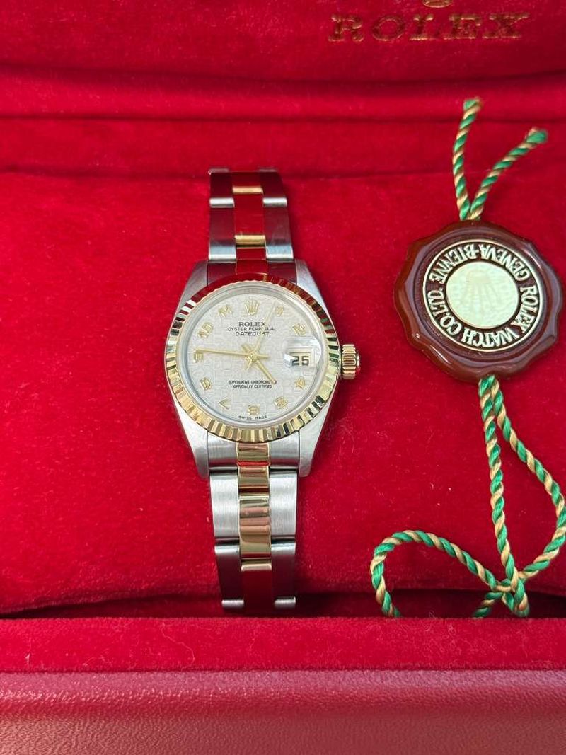 Rolex Lady-Datejust Steel Yellow Gold Ivory Anniversary Dial Oyster Watch 79173