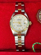 Rolex Lady-Datejust Steel Yellow Gold Ivory Anniversary Dial Oyster Watch 79173