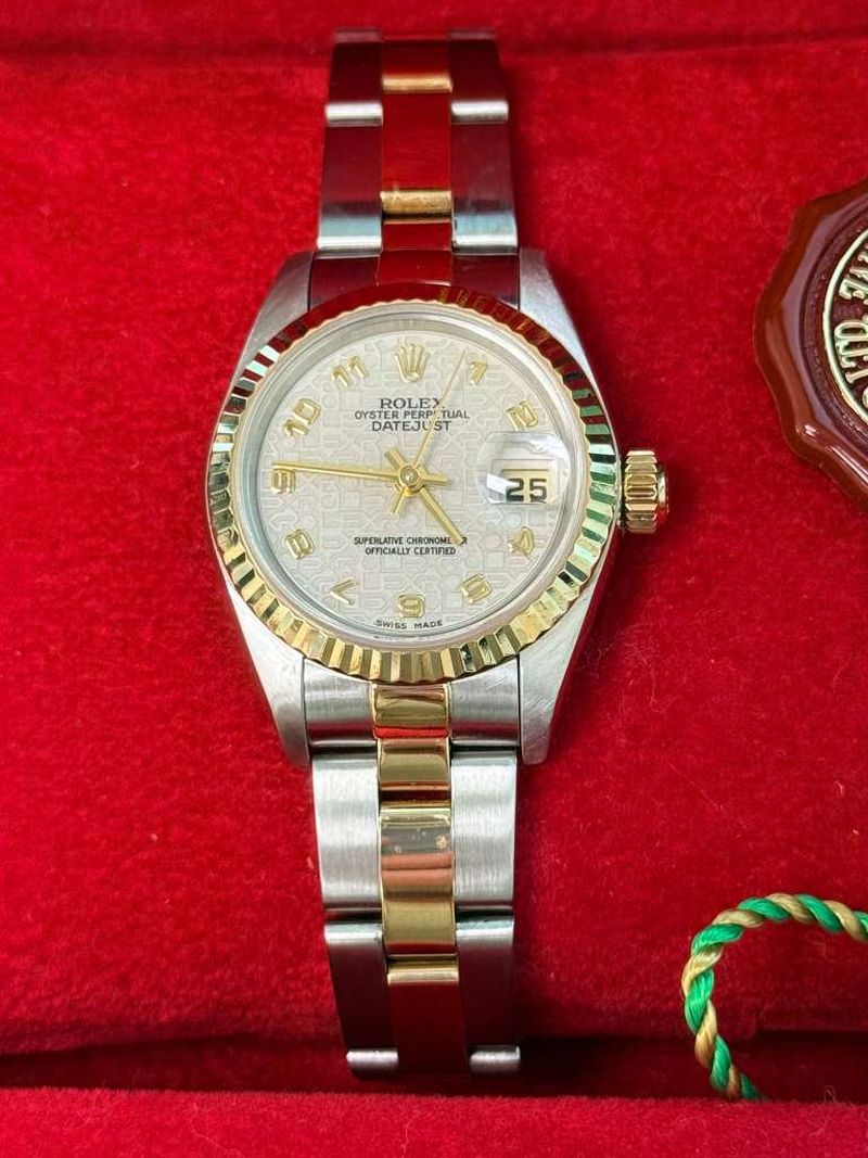 Rolex Lady-Datejust Steel Yellow Gold Ivory Anniversary Dial Oyster Watch 79173