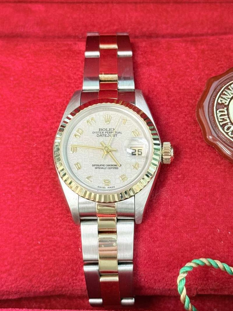 Rolex Lady-Datejust Steel Yellow Gold Ivory Anniversary Dial Oyster Watch 79173