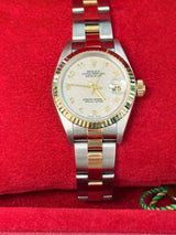 Rolex Lady-Datejust Steel Yellow Gold Ivory Anniversary Dial Oyster Watch 79173