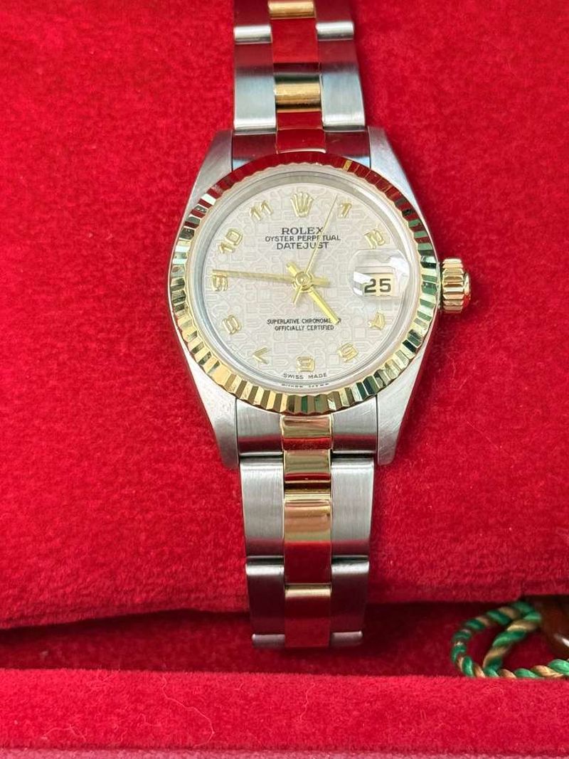 Rolex Lady-Datejust Steel Yellow Gold Ivory Anniversary Dial Oyster Watch 79173