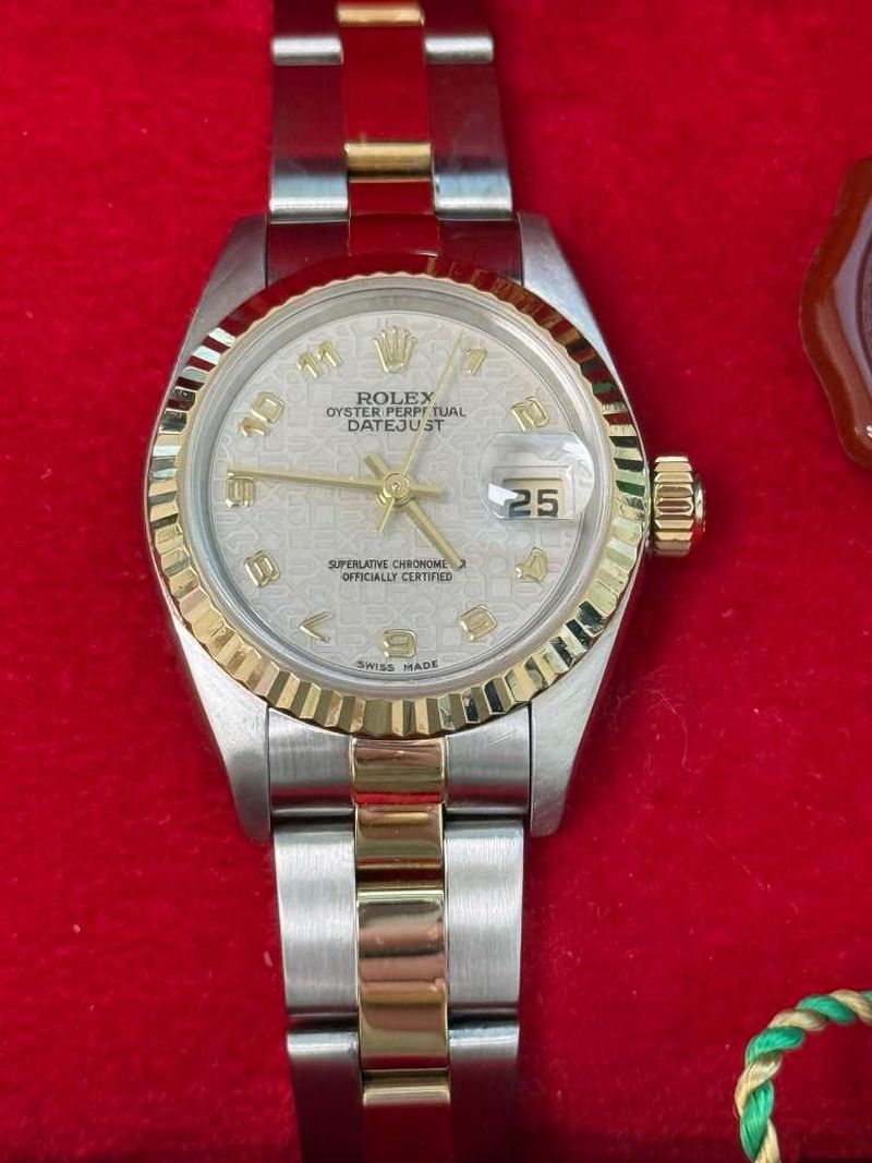 Rolex Lady-Datejust Steel Yellow Gold Ivory Anniversary Dial Oyster Watch 79173