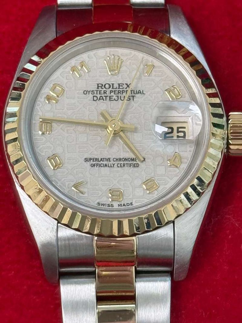 Rolex Lady-Datejust Steel Yellow Gold Ivory Anniversary Dial Oyster Watch 79173