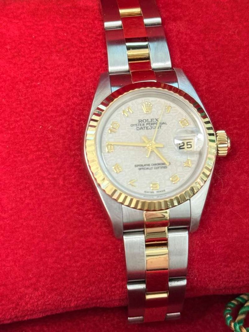 Rolex Lady-Datejust Steel Yellow Gold Ivory Anniversary Dial Oyster Watch 79173