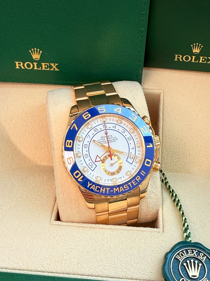 Rolex Yacht-Master II 44mm Chronograph Yellow Gold Oyster Bracelet Watch 116688