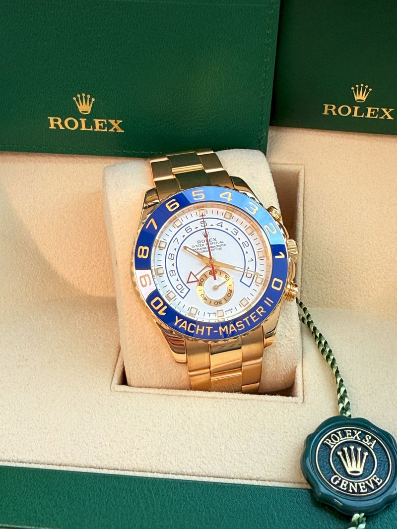 Rolex Yacht-Master II 44mm Chronograph Yellow Gold Oyster Bracelet Watch 116688