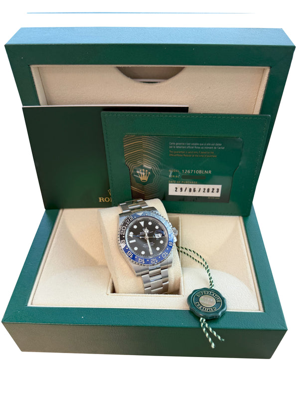 Rolex GMT-Master II 40mm Batman Black Blue Ceramic Bezel Oyster Watch 126710