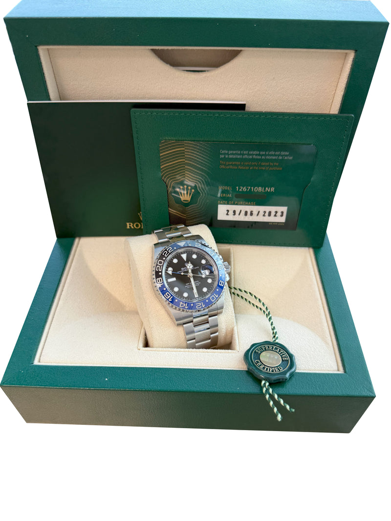 Rolex GMT-Master II 40mm Batman Black Blue Ceramic Bezel Oyster Watch 126710