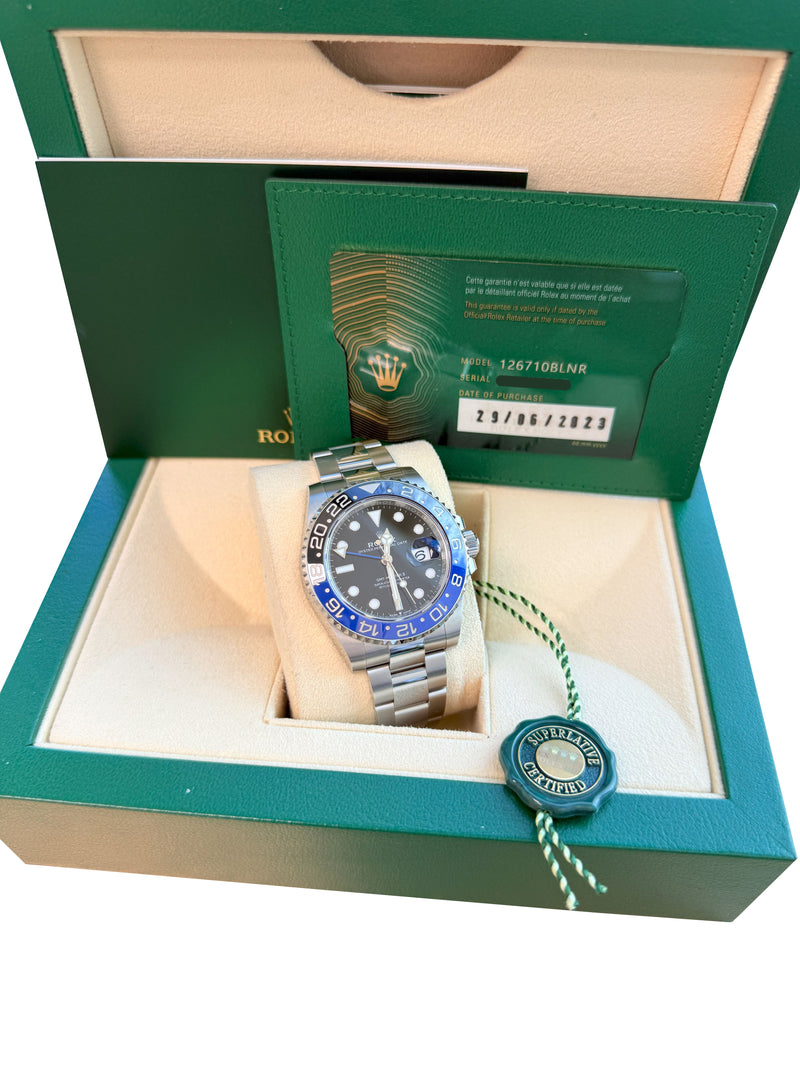 Rolex GMT-Master II 40mm Batman Black Blue Ceramic Bezel Oyster Watch 126710