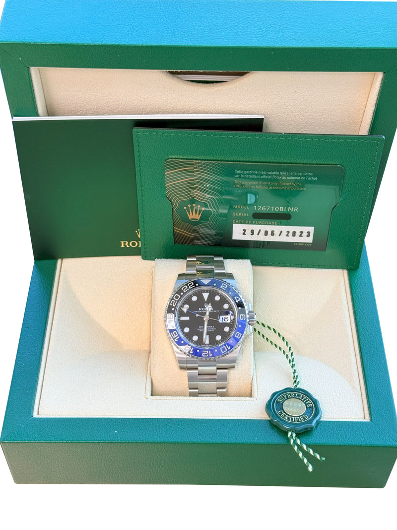 Rolex GMT-Master II 40mm Batman Black Blue Ceramic Bezel Oyster Watch 126710