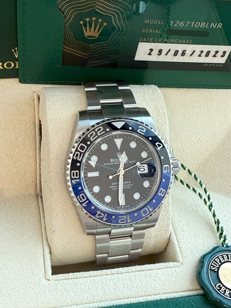 Rolex GMT-Master II 40mm Batman Black Blue Ceramic Bezel Oyster Watch 126710