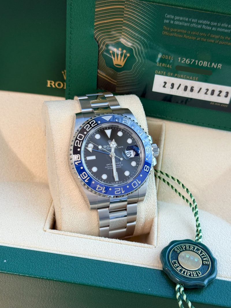 Rolex GMT-Master II 40mm Batman Black Blue Ceramic Bezel Oyster Watch 126710