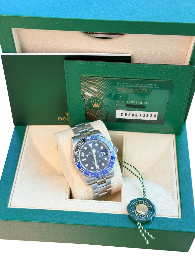 Rolex GMT-Master II 40mm Batman Black Blue Ceramic Bezel Oyster Watch 126710