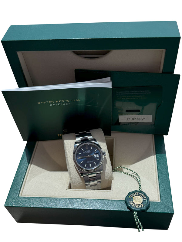 Rolex Datejust 36mm Blue Index Dial White Gold OysterSteel Bracelet Watch 126234