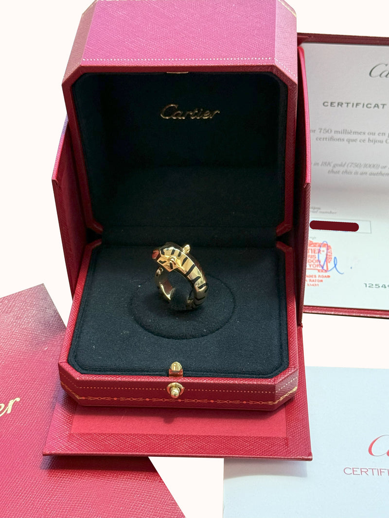 Cartier Panthère de Cartier Tsavorite Garnets Onyx Ring Yellow Gold
