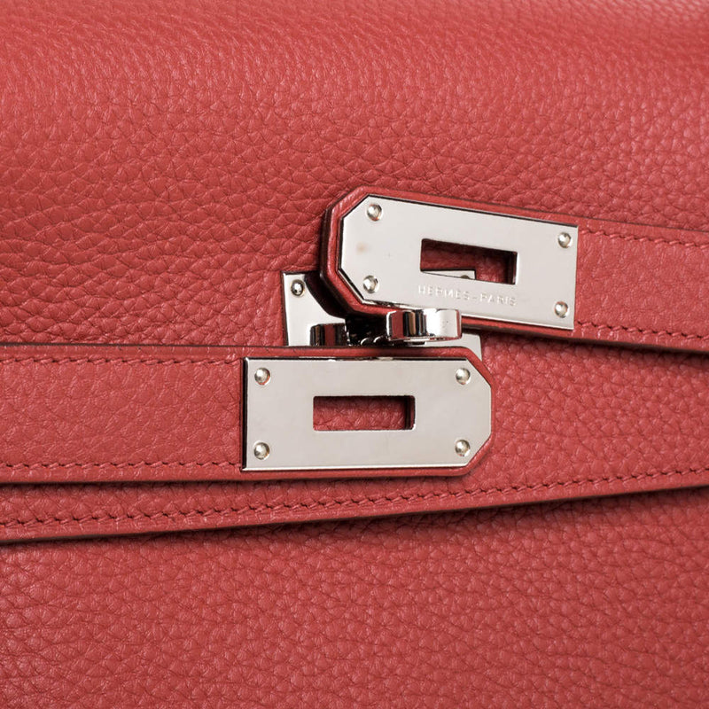 Hermes Kelly 42 Sanguine Taurillon Clemence Leather Palladium Hardware