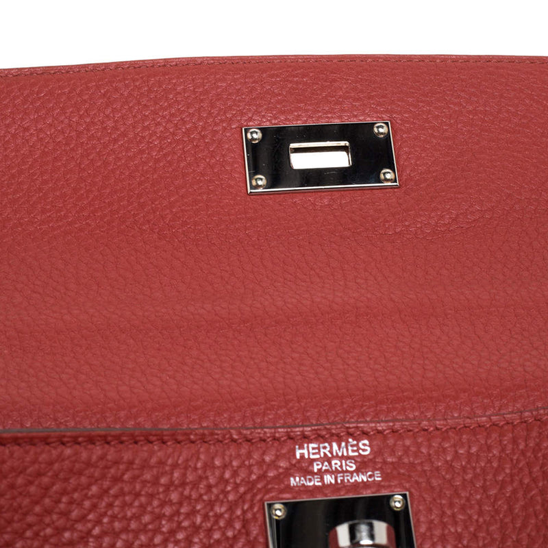 Hermes Kelly 42 Sanguine Taurillon Clemence Leather Palladium Hardware