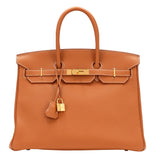 Hermes Birkin 35 Gold Togo Leather With Gold Hardware Handbag