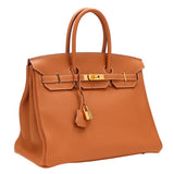 Hermes Birkin 35 Gold Togo Leather With Gold Hardware Handbag