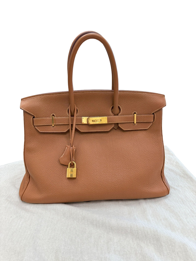 Hermes Birkin 35 Gold Togo Leather With Gold Hardware Handbag
