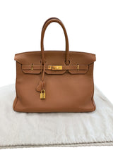 Hermes Birkin 35 Gold Togo Leather With Gold Hardware Handbag