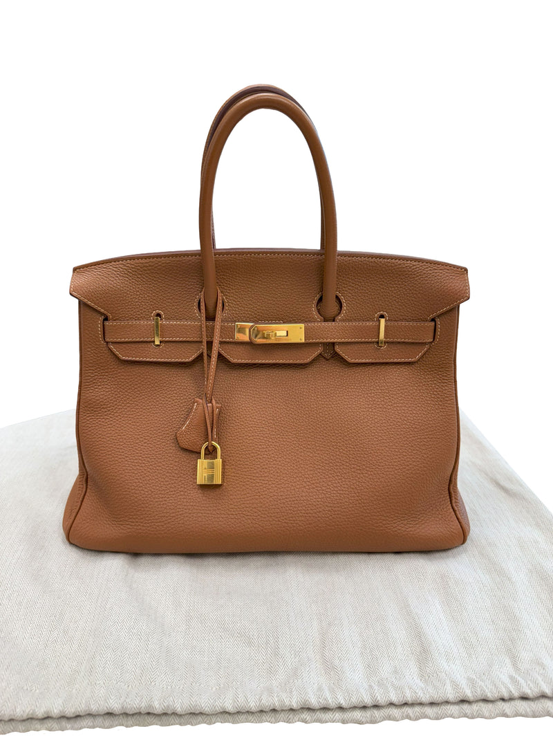 Hermes Birkin 35 Gold Togo Leather With Gold Hardware Handbag