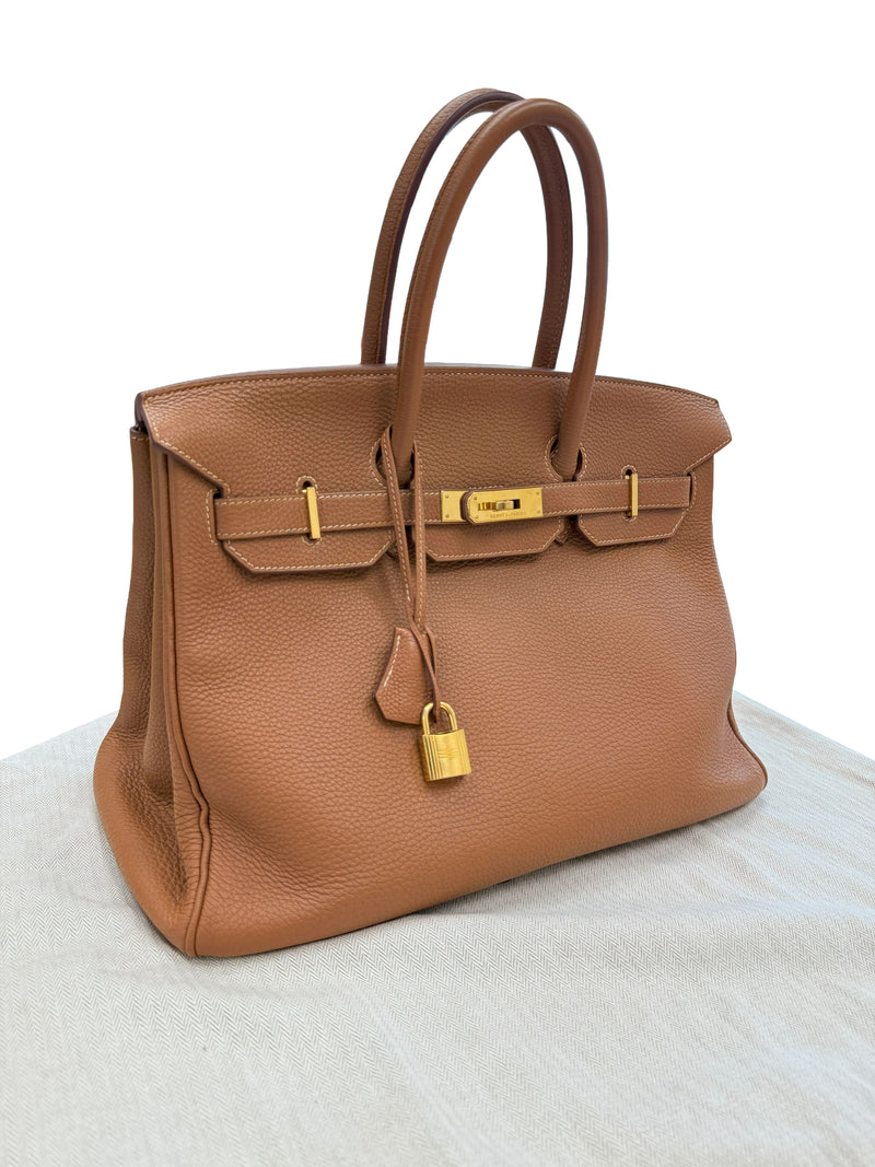 Hermes Birkin 35 Gold Togo Leather With Gold Hardware Handbag