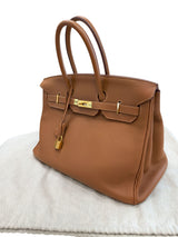 Hermes Birkin 35 Gold Togo Leather With Gold Hardware Handbag