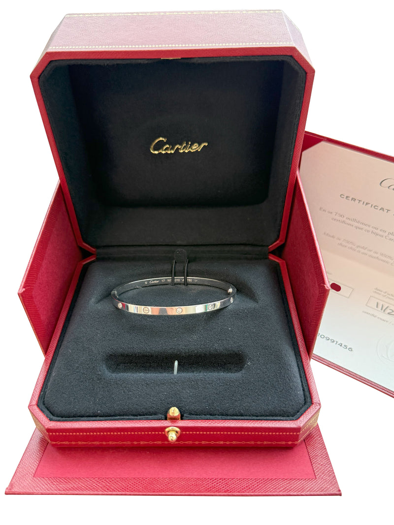 Cartier Love Bracelet 6 Diamonds Small Model In 18K White Gold