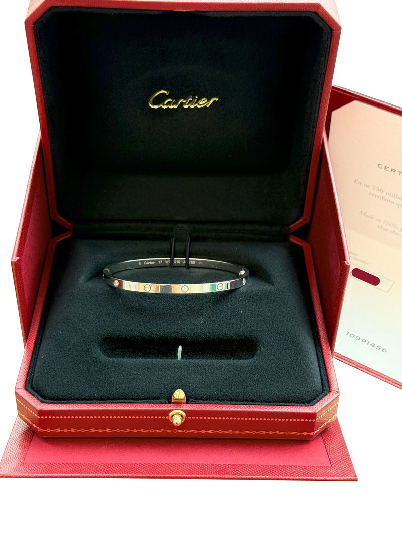 Cartier Love Bracelet 6 Diamonds Small Model In 18K White Gold