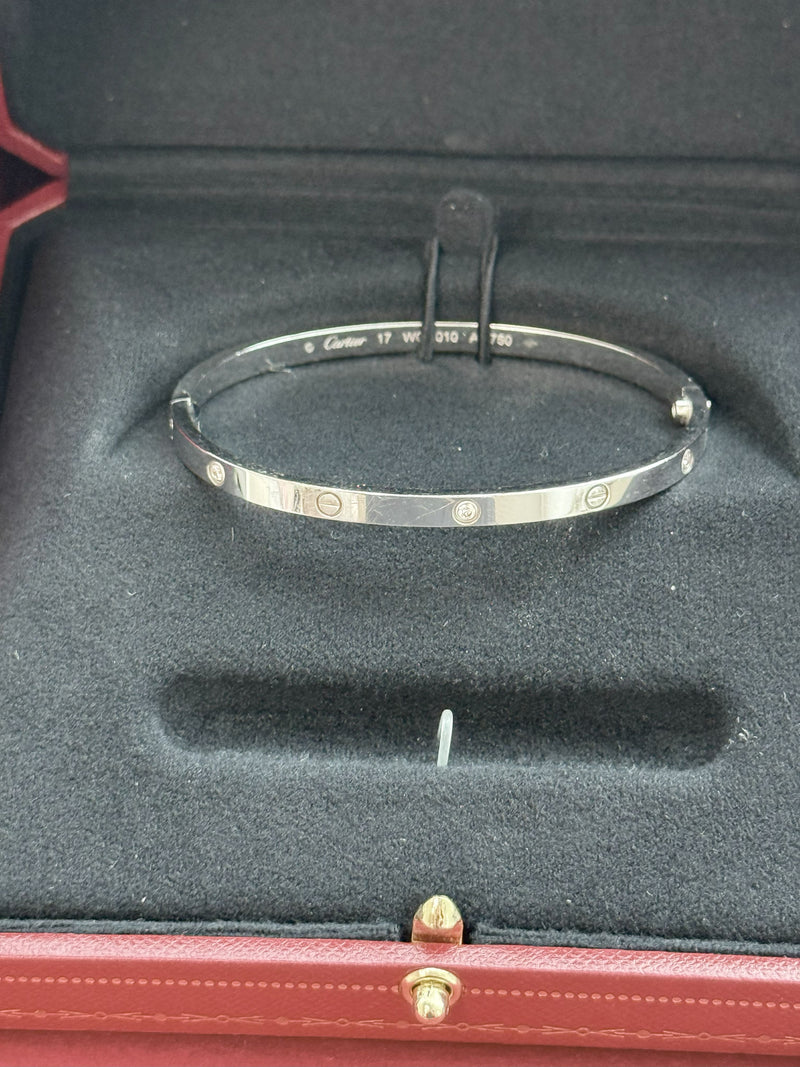 Cartier Love Bracelet 6 Diamonds Small Model In 18K White Gold