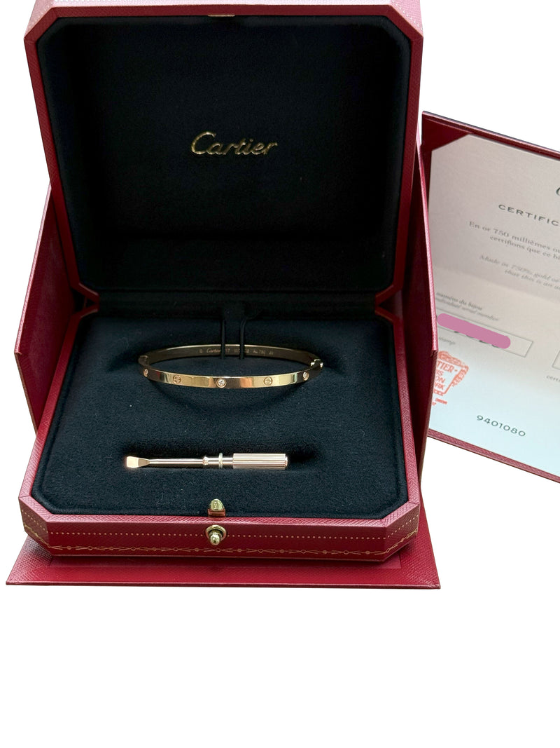 Cartier Love Bracelet 6 Diamonds Small Model Single-Screw Closure 18K Rose Gold