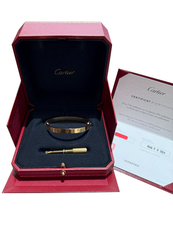 Cartier Love Bracelet Classic Model In 18K Yellow Gold Size 17