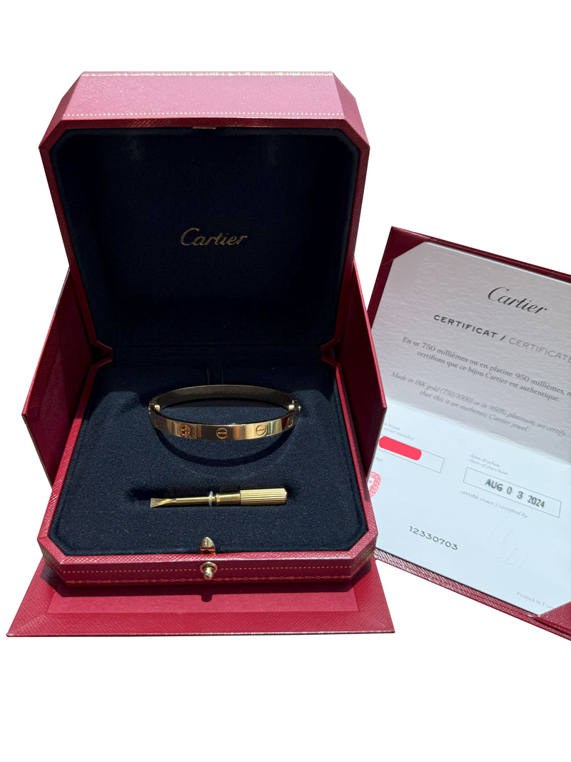 Cartier Love Bracelet Classic Model In 18K Yellow Gold Size 17