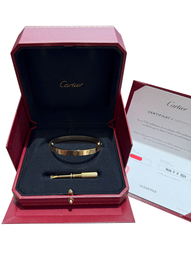 Cartier Love Bracelet Classic Model In 18K Yellow Gold Size 17