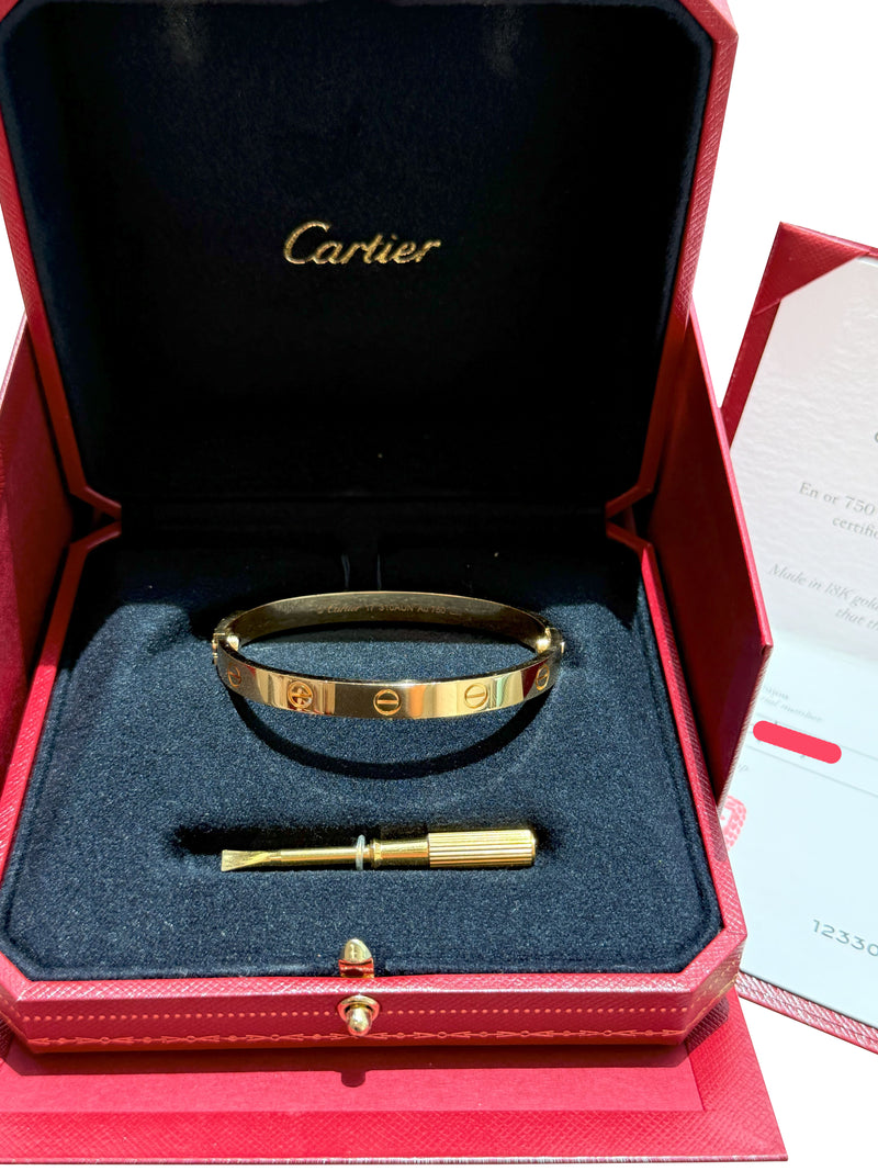 Cartier Love Bracelet Classic Model In 18K Yellow Gold Size 17