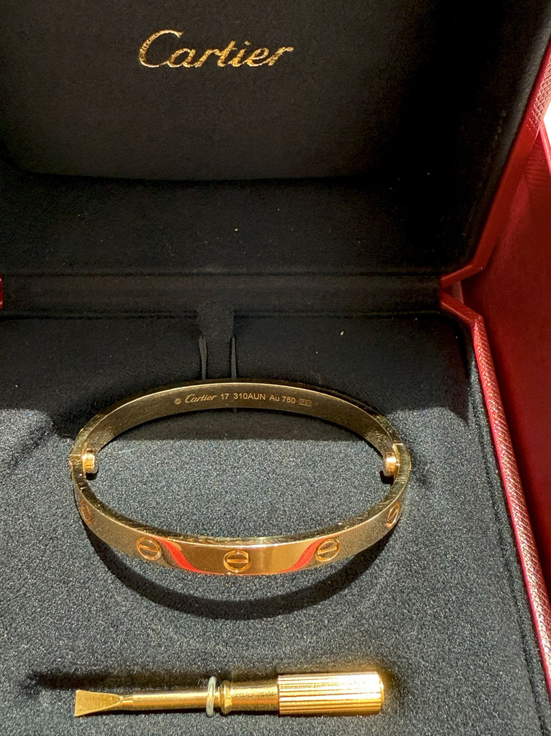 Cartier Love Bracelet Classic Model In 18K Yellow Gold Size 17