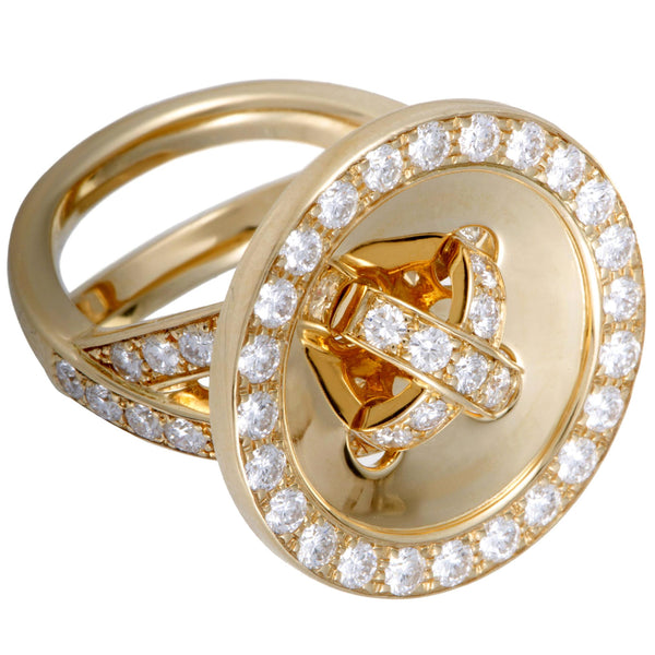 Van Cleef & Arpels Boutonnière Button Ring in Yellow Gold and Diamonds