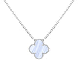 Van Cleef & Arpels Alhambra Chalcedony Pendant Necklace in 18k White Gold