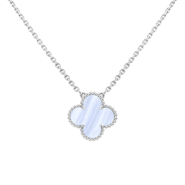 Van Cleef & Arpels Alhambra Chalcedony Pendant Necklace in 18k White Gold