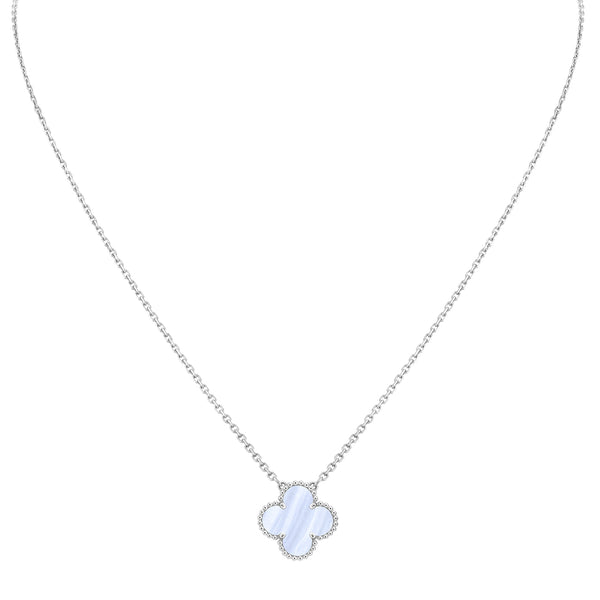 Van Cleef & Arpels Alhambra Chalcedony Pendant Necklace in 18k White Gold