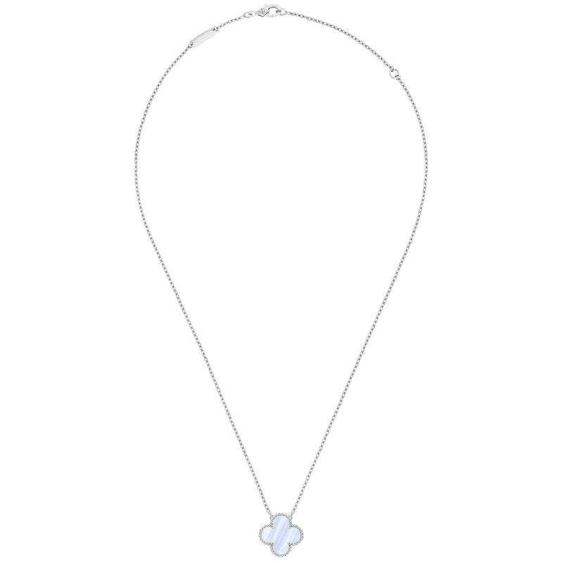 Van Cleef & Arpels Alhambra Chalcedony Pendant Necklace in 18k White Gold
