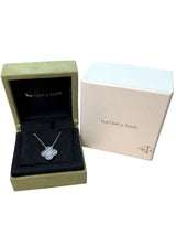 Van Cleef & Arpels Alhambra Chalcedony Pendant Necklace in 18k White Gold