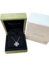 Van Cleef & Arpels Alhambra Chalcedony Pendant Necklace in 18k White Gold
