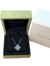 Van Cleef & Arpels Alhambra Chalcedony Pendant Necklace in 18k White Gold