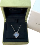 Van Cleef & Arpels Alhambra Chalcedony Pendant Necklace in 18k White Gold